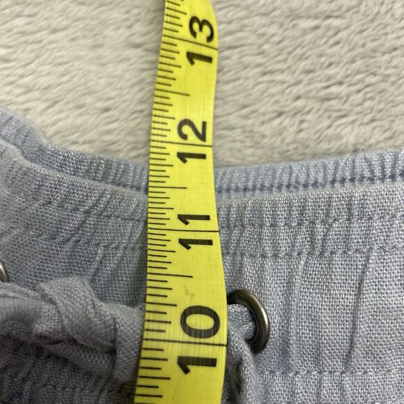 Happily Grey Cargo Drawstring Pants Womens XL Baby Blue Linen Blend Crop Coastal - Picture 6 of 7